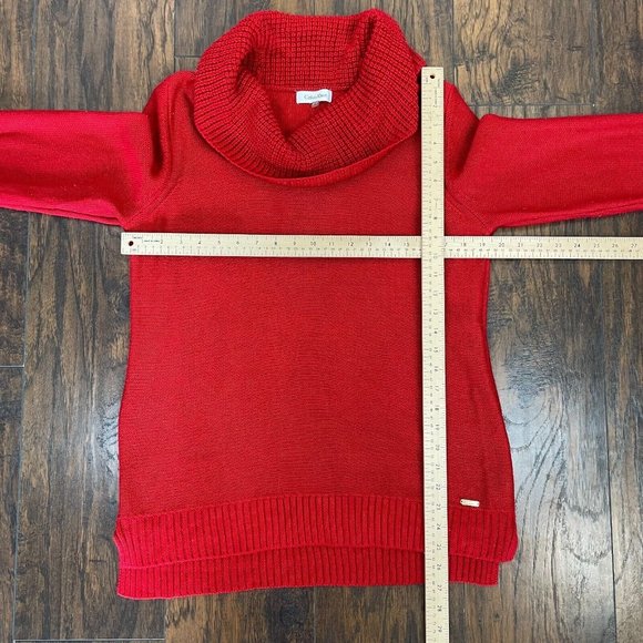 Calvin Klein Sweater Large Red Cowl Neck Pullover Women's Long Sleeve - Picture 7 of 12